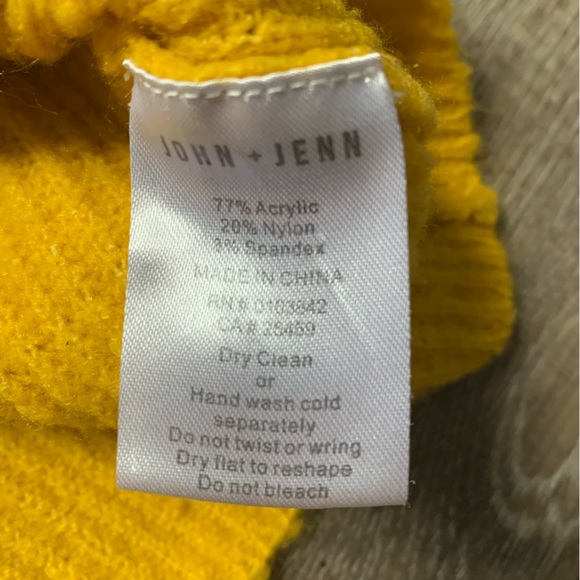 John + Jenn Mustard Yellow Varsity Stripe Mock Neck Sweater M - Picture 6 of 6